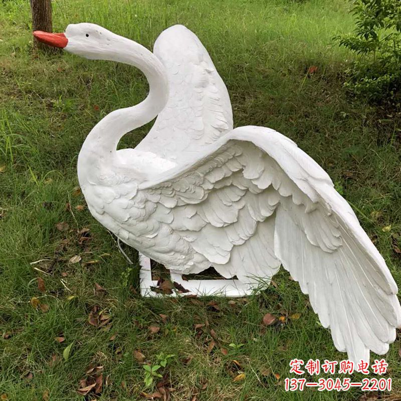 绍兴展翅飞翔白天鹅仿真发光动物雕塑