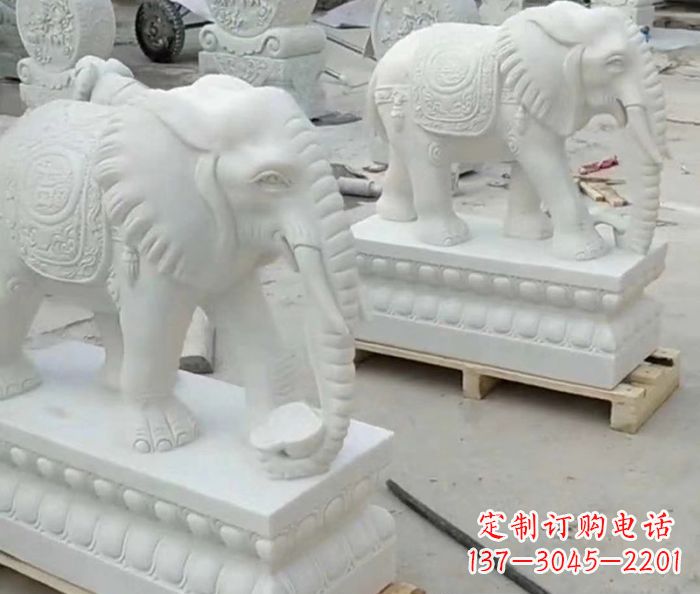 绍兴招财动物汉白玉大象石雕 (2)