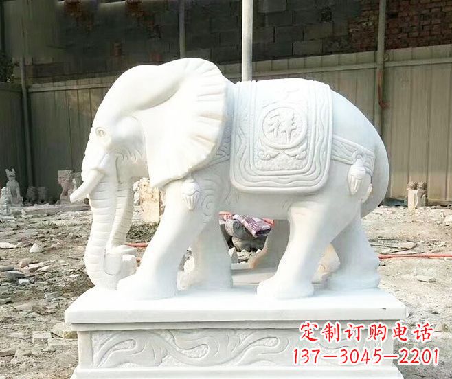 绍兴招财动物汉白玉大象石雕 (3)
