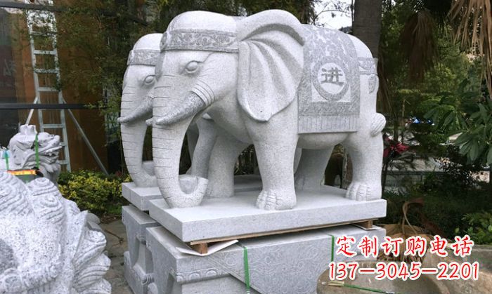 绍兴招财进宝大理石门口大象雕塑