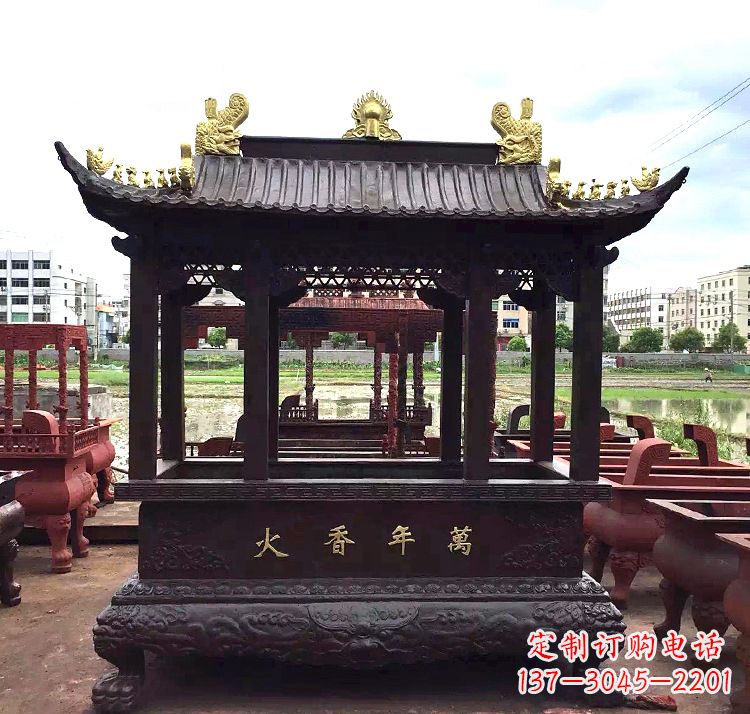 绍兴招财香炉铜雕