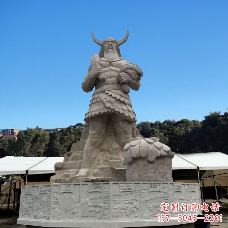 绍兴中国上古人物人文初祖汉白玉神农雕像