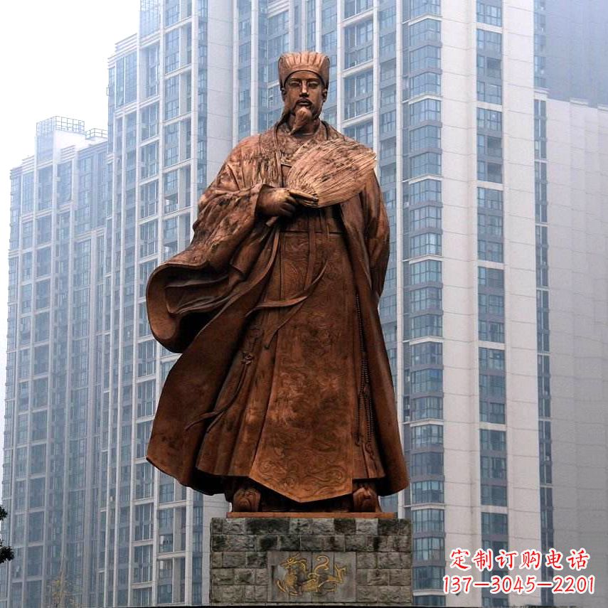 绍兴诸葛亮城市景观铜雕像-中国古代著名人物三国谋士卧龙先生雕塑