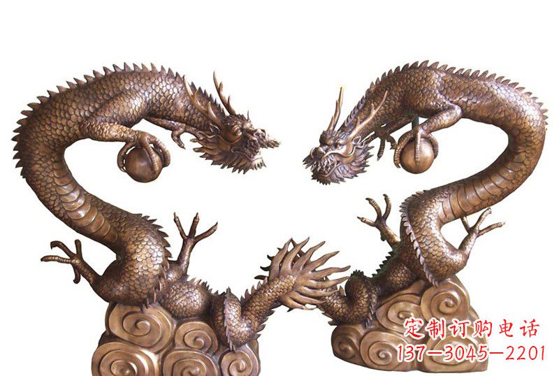 绍兴紫铜铸双龙戏珠