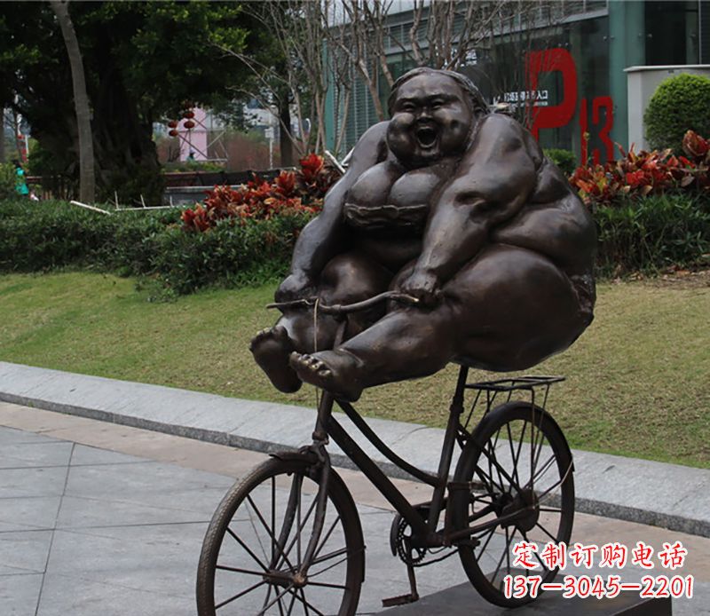 绍兴自行车铜雕