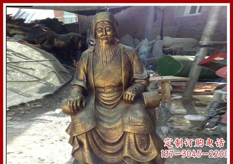 绍兴坐式成吉思汗铜雕